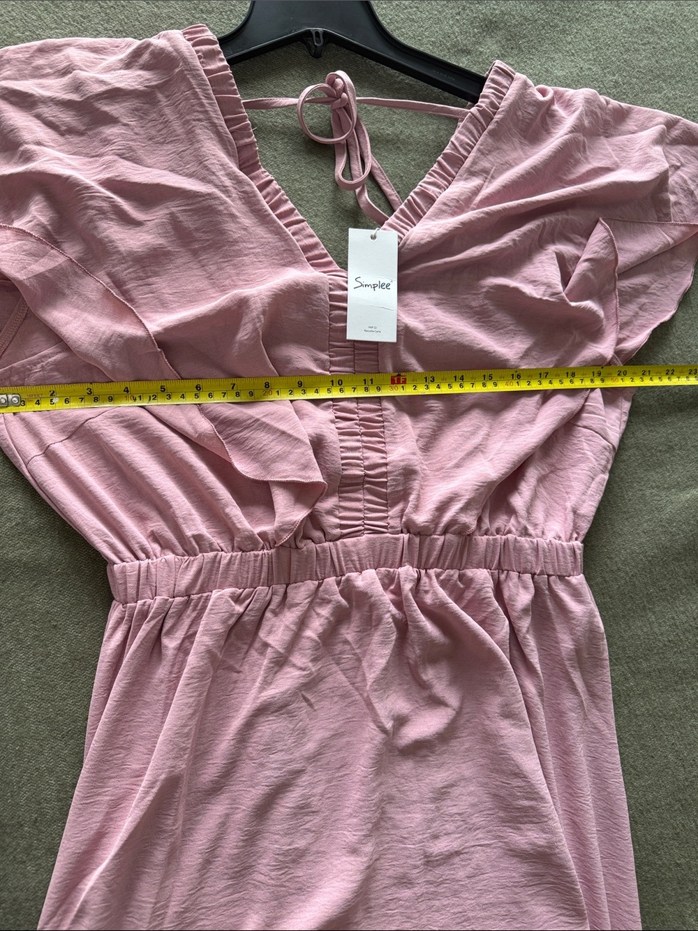 Simplee Apparel Dusty Rose V-Neck Tiered Maxi Dress L - Picture 4 of 4